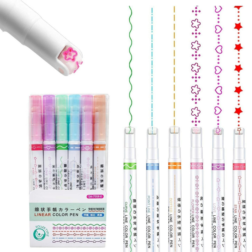RJK GLOBAL Border Maker Pen Set Calligraphy(Pack of 6, Ink Color - Multicolor)