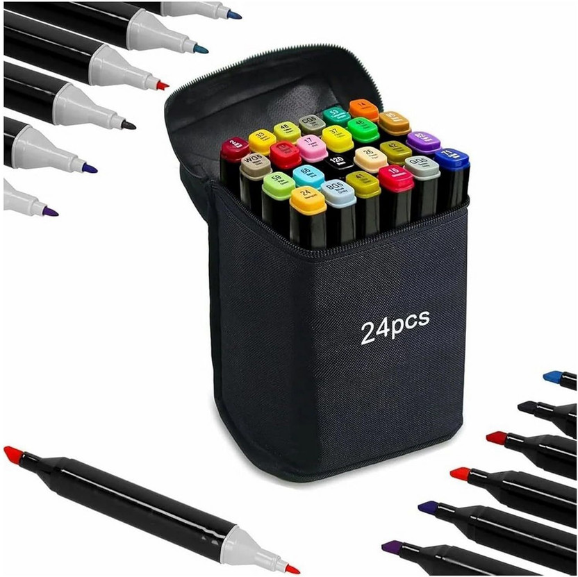 ORIDOR Professional Art Marker Pens 24 Color Dual Tip Alcohol Set(Set of 24, Multicolor)
