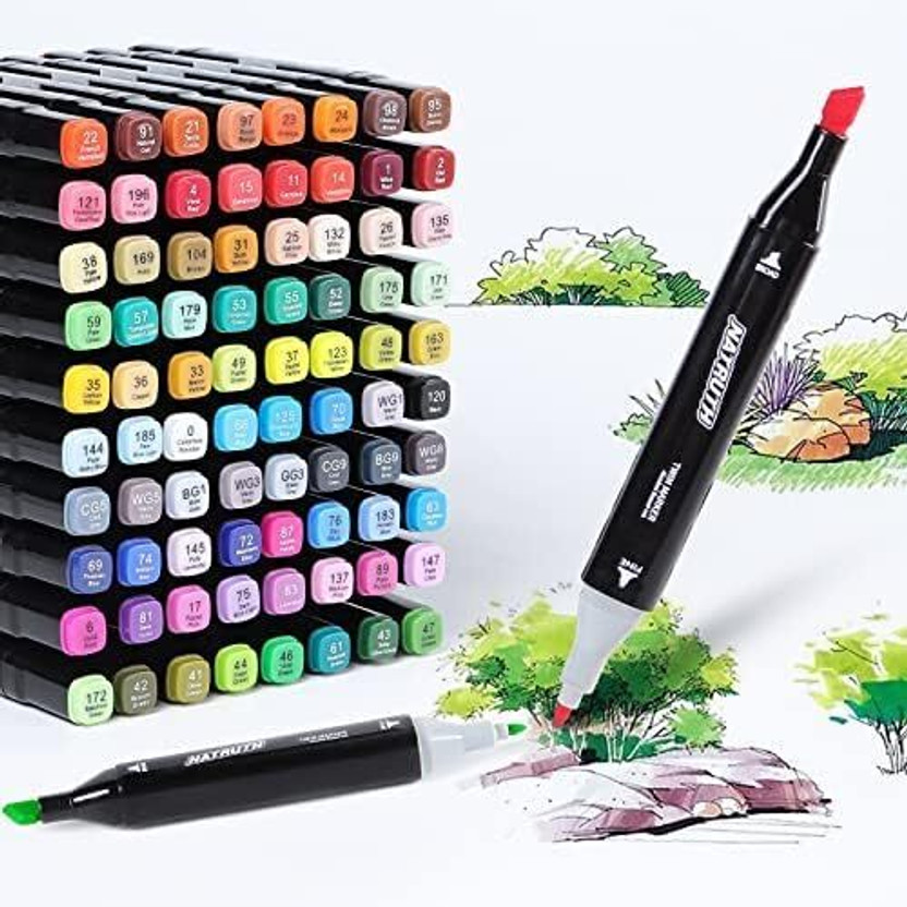 CITYCART Dual Tip Alcohol Markers Vibrant Colors for Artists, Crafters (Set of 48, Multi)(Set of 48, Multicolor)