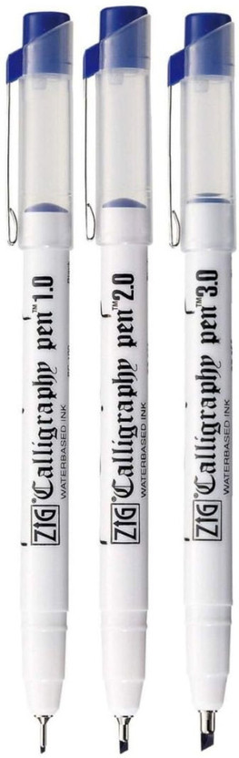 Zig Zig Calligraphy Pen Set – 1mm, 2mm & 3mm Blue Ink for Lettering & Art(Set of 3, Blue Ink Made in Japan) - Flipkart Deal