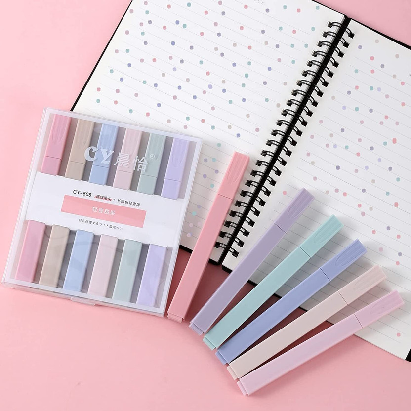 WECAN FASHION Aesthetic Cute Book Newspaper Highlighters For School & College Office Or Home(Set of 6, Multicolor)