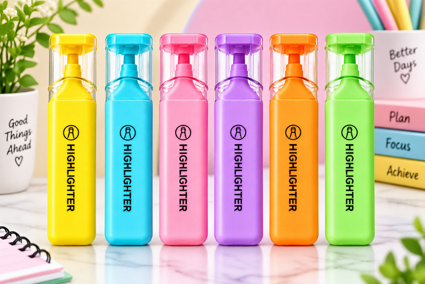 KIFFAYTI STORE 6 Pcs Highlighter Pen Set(Set of 6, Multicolor)