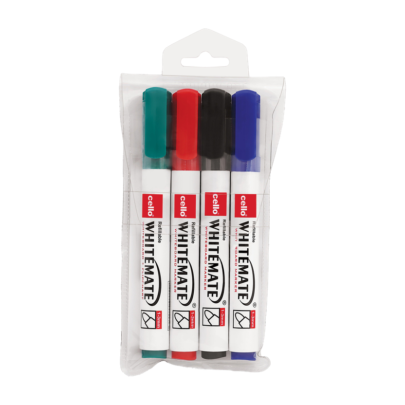 Cello Whitemate Whiteboard Marker(Set of 4, Multicolor)