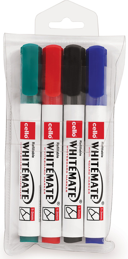 Cello Whitemate Whiteboard Marker(Set of 4, Multicolor)