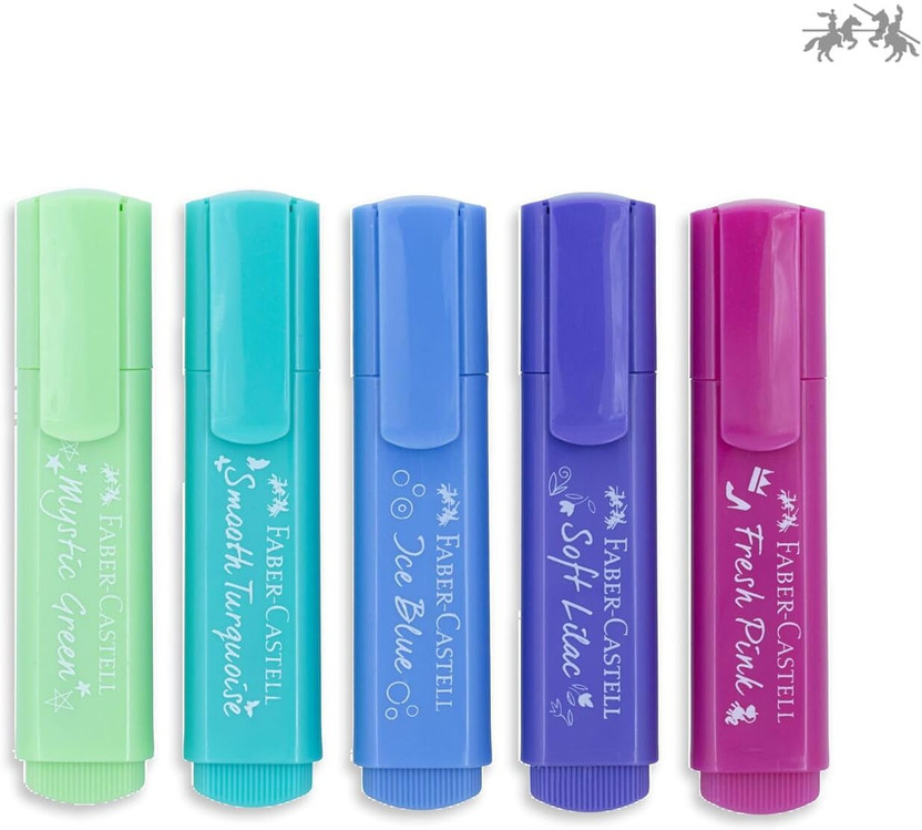 FABER-CASTELL FABER-CASTELL PASTEL HIGHLIGHTER SET OF 5(Set of 5, FRESH PINK, SOFT LILAC, ICE BLUE, SMOOTH TOURQUOISE, MYSTIC GREEN) - Flipkart Deal