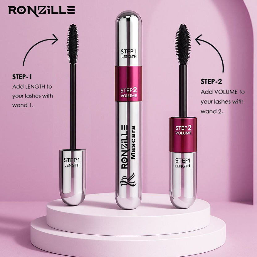 RONZILLE 2-in-1 Mascara for Women Volumizing and Lengthening Mascara | Long Lasting 15 ml(Black)