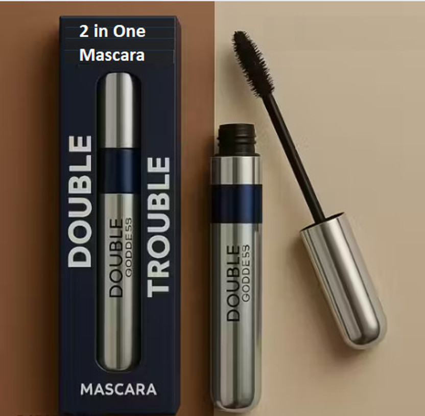 GLAM GODDESS 2 Step Volumising and Lengthening Long Lasting Double Trouble Mascara 15 ml(Black)