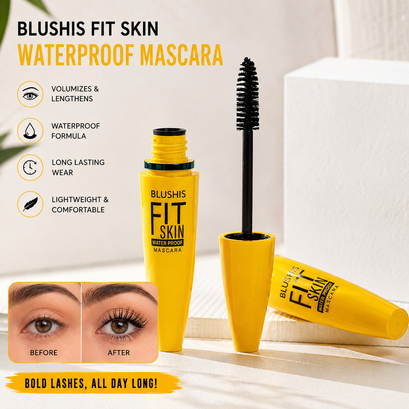 BLUSHIS Waterproof Mascara | Volumizing & Lengthening | Smudge Resistant Black Mascara 6 ml(Black)