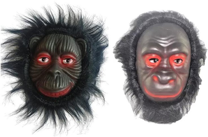 Gladsome Bear Gorilla and Monkey Combo Party Mask(Black, Pack of 2)