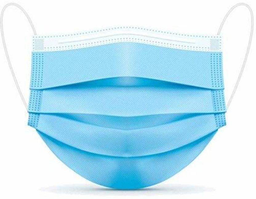 RHYNO 3PLY Protective Safety Mask for Dust, Air Pollution with Elastic Earloop (Blue) Party Mask(Blue, Pack of 50)