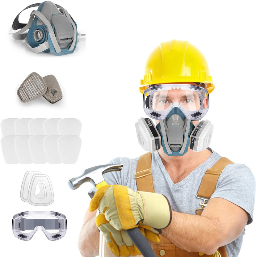 SERPLEX SERPLEX Industrial Dual Filtration Respirator Mask Protective Goggles Kit Party Mask(Grey, Pack of 1) - Flipkart Deal