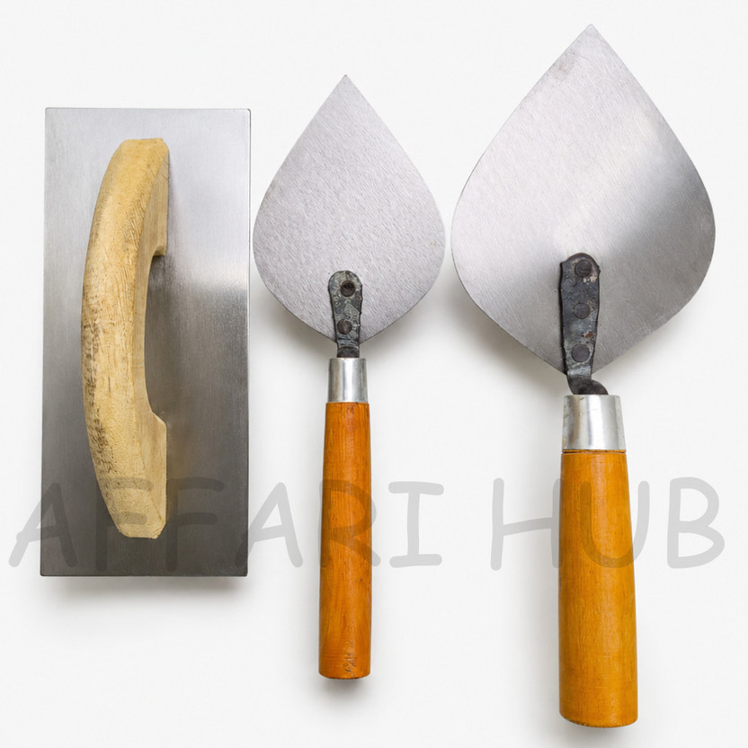AFFARI AFFARI HUB Set of 3 Karni Karni Tools for Plaster Trowel Set for Cement Works Steel Trowel Wooden Trowel(Pack of 3) - Flipkart Deal