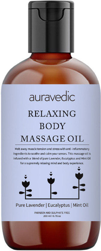 AURAVEDIC Relaxing Body oil with Lavender Eucalyptus soothing massage oil for women men(200 ml)