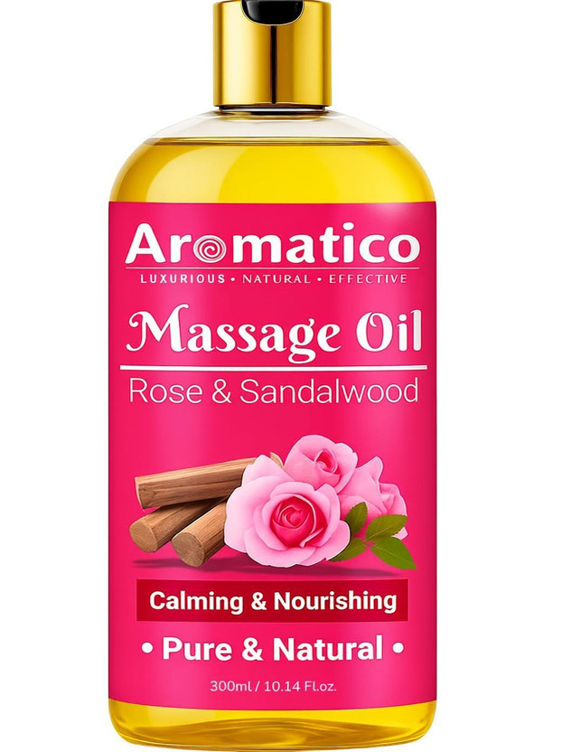 Aromatico Rose Sandalwood Massage Hydrates, Nourishes & Moisturize Skin for Romantic Night(300 ml)