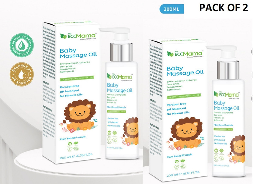The Eco Mama Baby Massage Oil Pack of 2(400 ml)