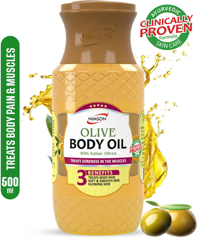 Nimson Olive Body Massage Oil with Italian Olives Treats Body Pain Muscles Smooth Skin(500 ml)