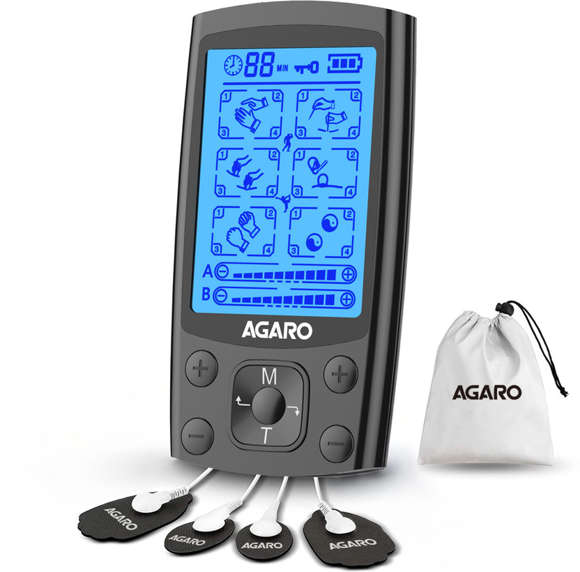 AGARO 33536 Dual TENS physiotherapy, 24 Modes, 20 Level of Intensity, for Pain relief Massager(Black)
