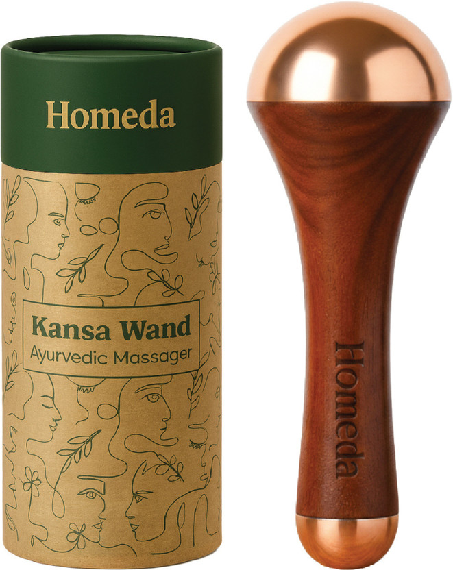 Homeda Double Sided Kansa Wand Foot Massager, Kansya Vati Wooden Massageṛ Kasa Bronze Full Body Massager(Brown)