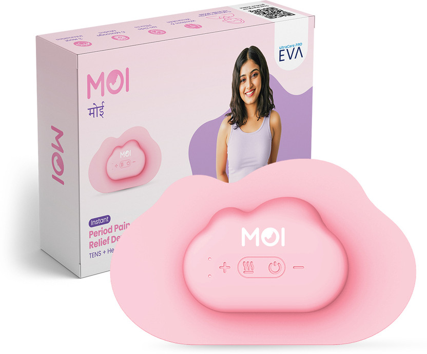 UltraCare PRO MOI Instant Period Pain Relief Product | Menstrual Cramp Relief Device | TENS plus Heating Combination | Rechargeable| Wireless and Wearable Massager(Baby pink)