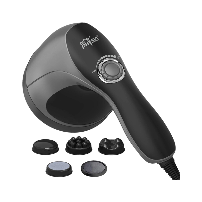 DR PHYSIO (USA) 1021 Full Body Pains Relief Handheld Electric Massager Machine for Relaxation with 5 Massage Heads Vibration Massager(Grey)