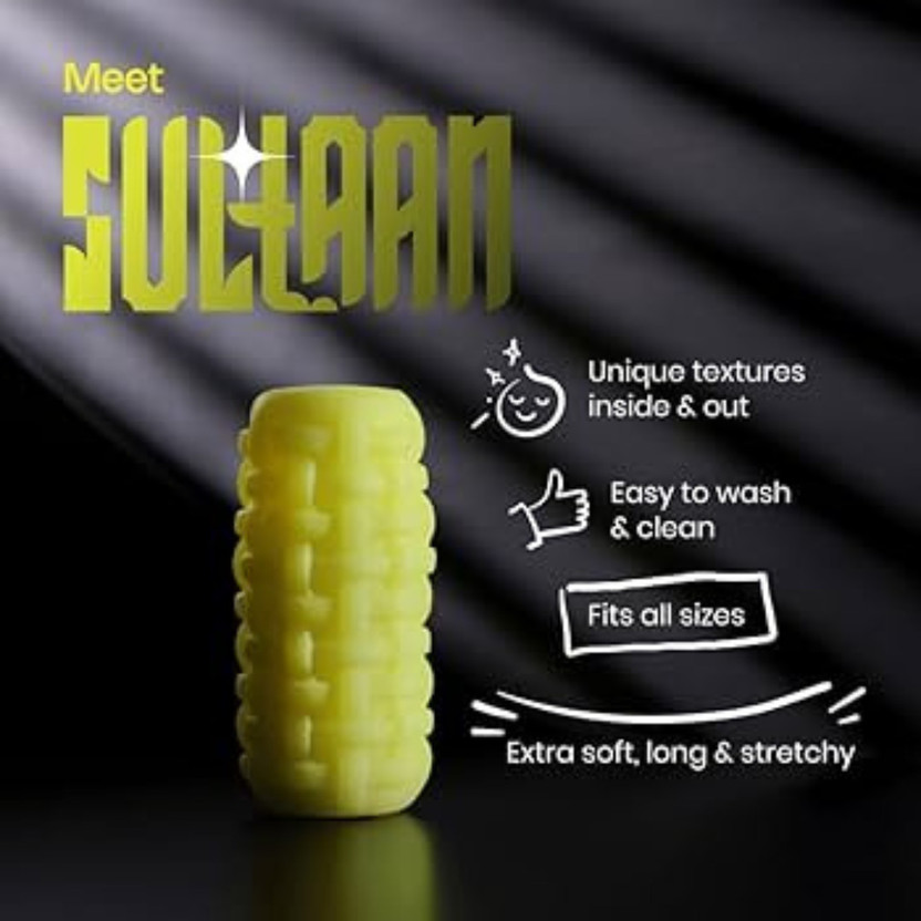 Adultsneed SULTAN-5 Ultra Soft Men Massager Sleeve | Flexible Waterproof Stress Relief Tool Massager(Yellow)