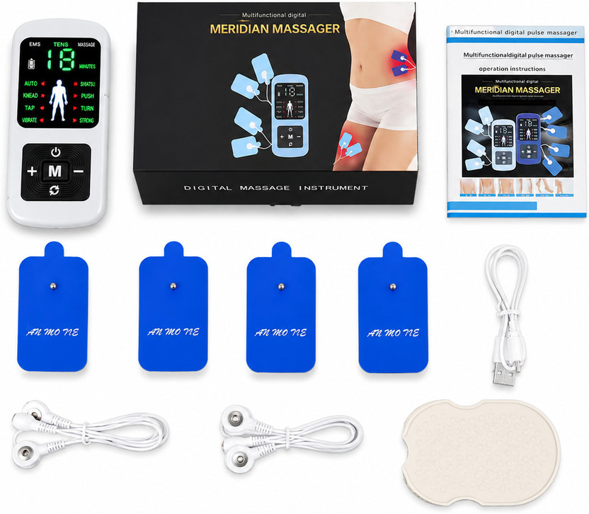 ACUMART Digital Meridian Massager | TENS & EMS Pulse Therapy Machine | 24 Massage Modes 20 Intensity Levels | USB Rechargeable Pain Relief Device with 4 Electrode Pads Massager(Multicolor)