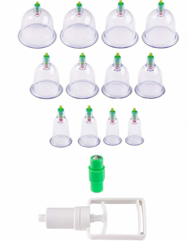Birud 12 Pcs Massage Cans Cups Vacuum Cupping Kit Pull Out Vacuum Apparatus Therapy Relax Massager Body Suction Pumps Hijama Cupping Kit Set Massager(Multicolor)