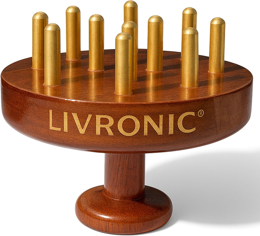 Livronic Livronic Kansa Scalp Massager & Body Stimulator | Ayurvedic Bronze Head Massager Tool for Natural Hair Growth Stress Relief,Detox,Handmade Kansa Massage Tool Wood Handle Massager(Wooden & Golden) - Flipkart Deal