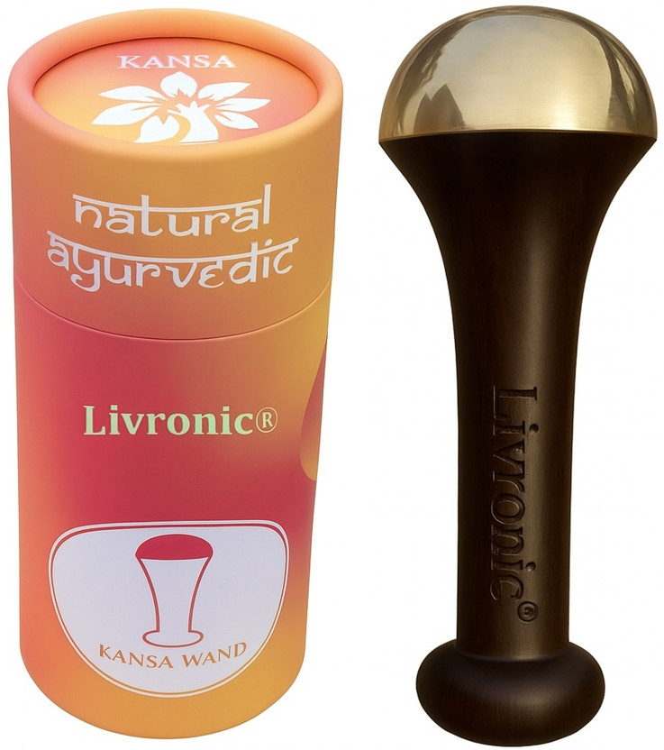 Livronic Single Sided Kansa Wand Foot Massager, Kansya Vati Wooden Massageṛ Kasa Bronze Face And Body Massager Massager(Brown & Golden)