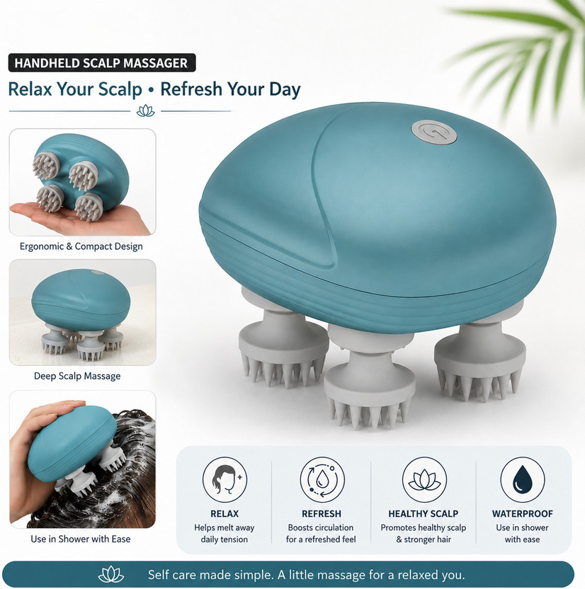 FINARO Head Portable Massager for Body Head, Neck, Back, Leg Handheld Head Portable Massager for Body Head, Neck, Back, Leg Massager(Green, Multicolor)