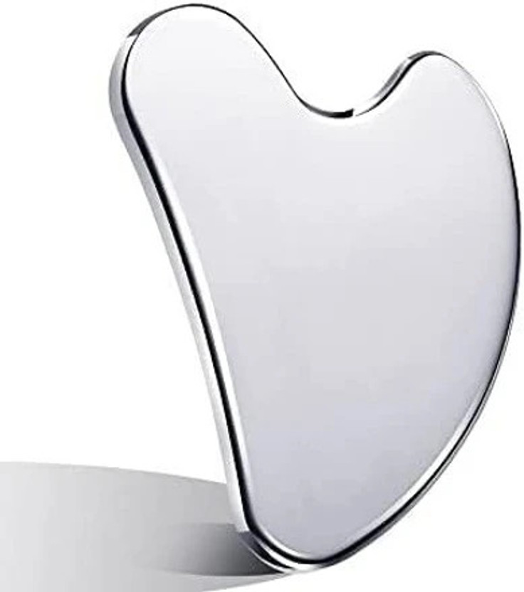 Livronic Steel Gua Sha Beauty Tool for Body,Neck,under Eyes Premium Gua Sha Firm Face Muscles, Reduce Puffiness, Facial Tension, Helps Lymphatic Drainage Massager(Grey)