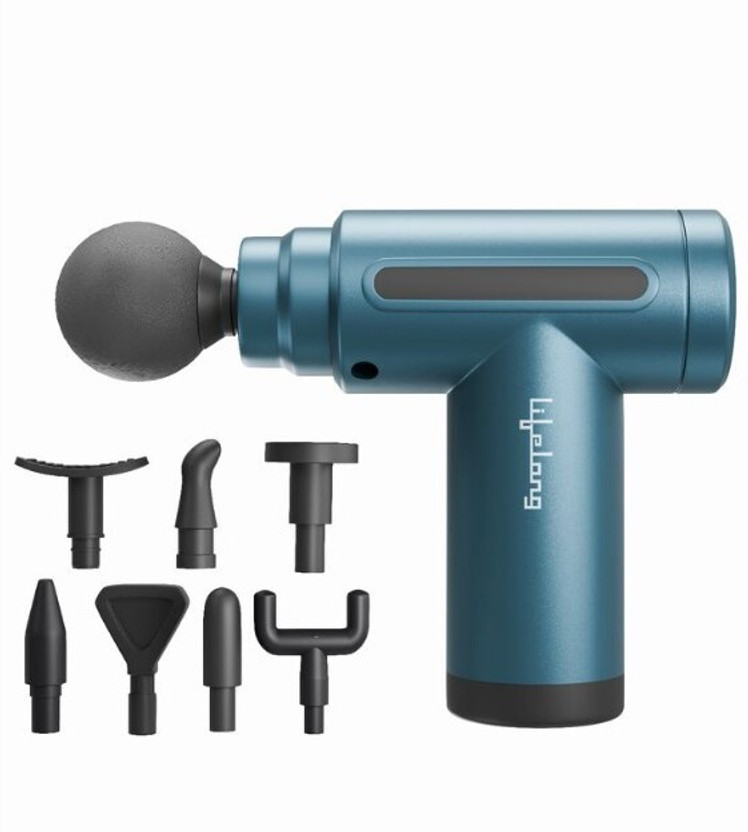 Lifelong LLGM198 Gun Massager for Pain Relief – 8 Massage Heads Massager(Blue)