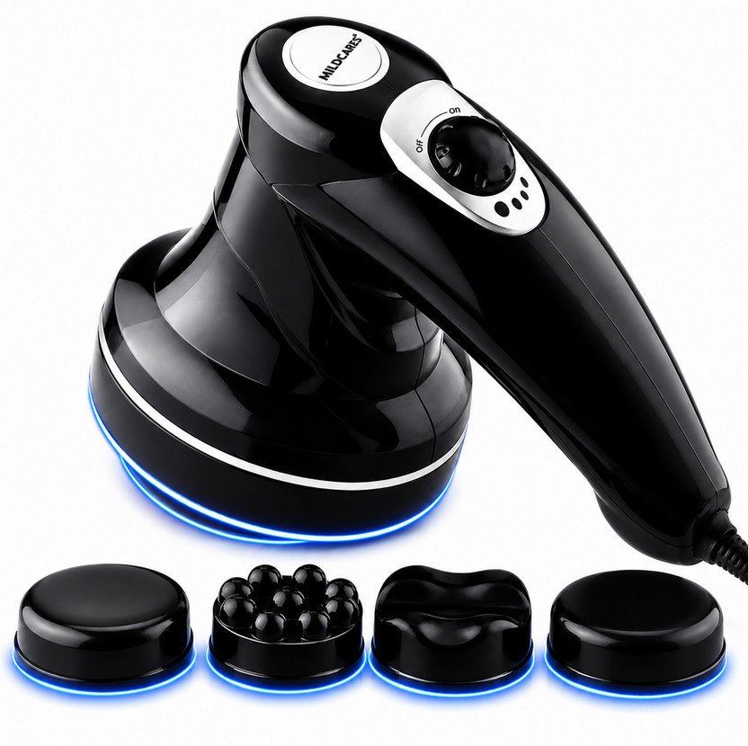 MILDCARES Rx1-Pro Full Body Massager & Physiotherapy Machine | Handheld Electric Hammer Massage Machine for Back, Neck, Shoulder & Leg Pain Relief | 3 Attachments Massager(Black)