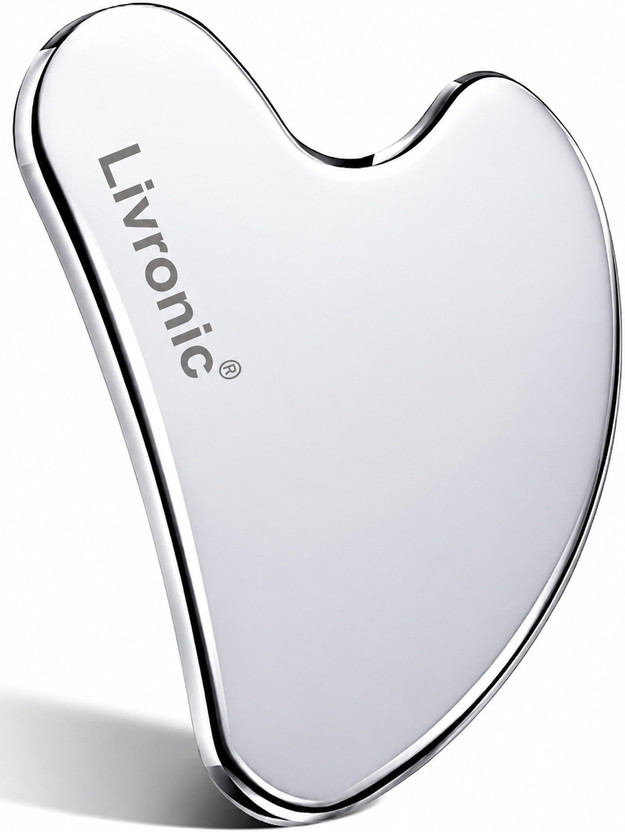 Livronic Steel Gua Sha Beauty Tool for Body,Neck,under Eyes Premium Gua Sha Firm Face Muscles, Reduce Puffiness, Facial Tension, Helps Lymphatic Drainage Massager(Grey)