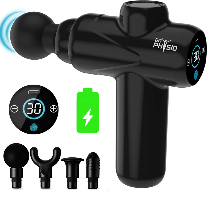 DR PHYSIO USA 1049 Touch Dynamo 3000mAh Battery Electric Full Body Pain Relief Massage Machine Gun Massager(Black)