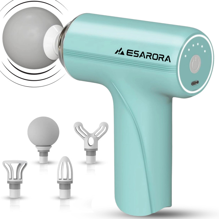 Esarora Massage Gun Deep Tissue 6-Speed Portable Percussion Muscle Massager with 4 Heads, Pain Relief, Relaxation for Stiff Shoulders With Full body Massage Massager(Multicolor)