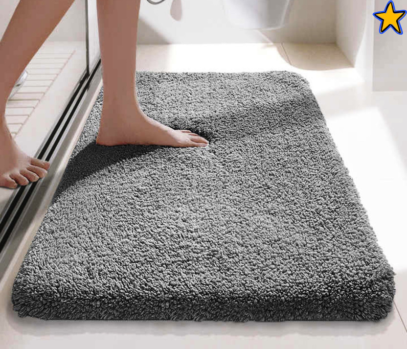 HOWNICE Cotton, Rubber, Microfiber, Plastic Bathroom Mat(Grey, Bedroom Mat, Living Room Mat, Anti Slip Mat, Soft Mat, Medium)