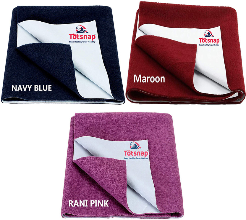 Totsnap Fleece, Rubber Baby Bed Protecting Mat(Maroon ,Navy Blue , Rani Pink, Pack of 3, Small)