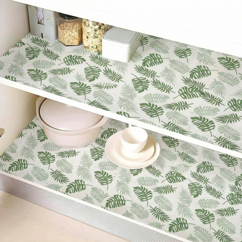Star Weaves PVC (Polyvinyl Chloride) Drawer Mat(Green & White, Free)