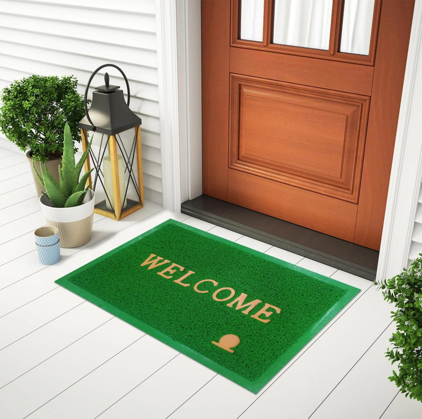 COSLOFT PVC (Polyvinyl Chloride) Door Mat(Green, Medium)