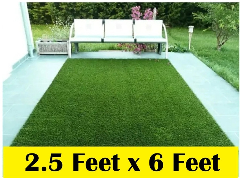 Worthful Creations 76.2 cm  X 182.88 cm Polyester Grass Carpet(Rectangle, Green)