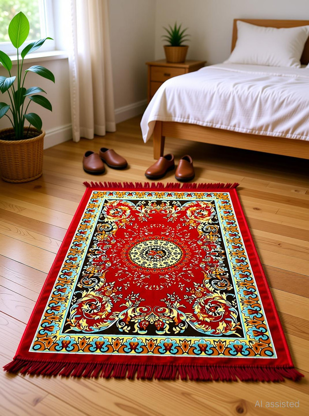 hollehook Velvet Prayer Mat(Red, Medium)