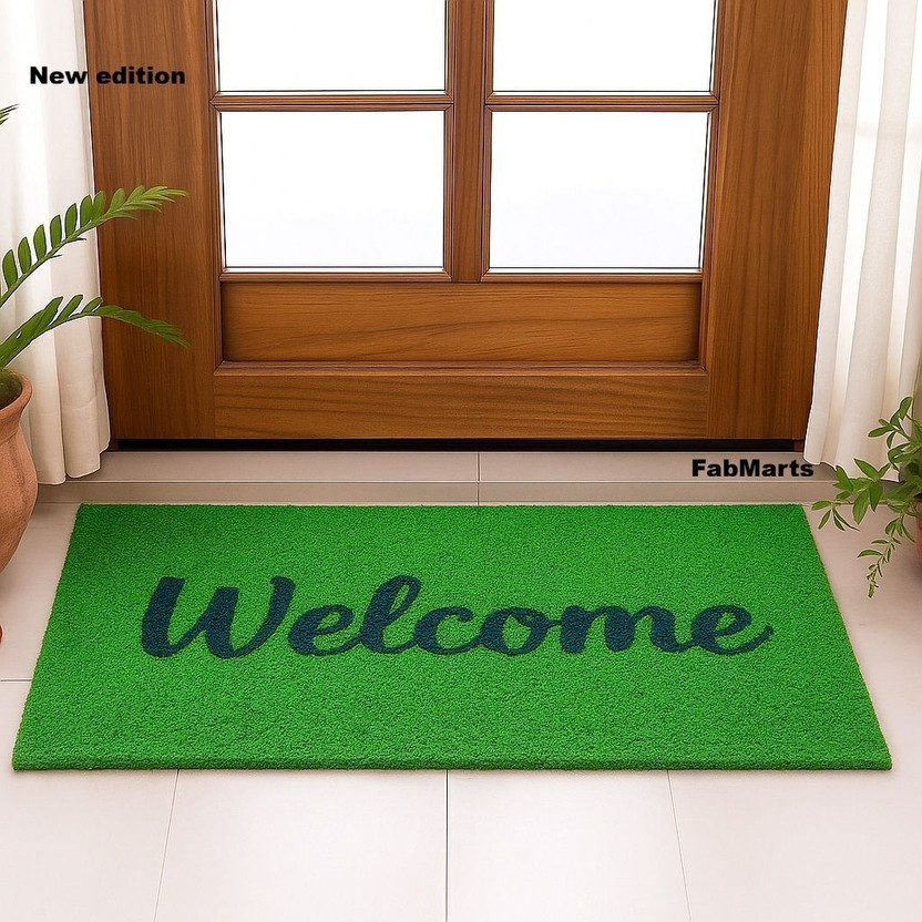 FABMARTS PVC (Polyvinyl Chloride) Door Mat(Green, Medium)
