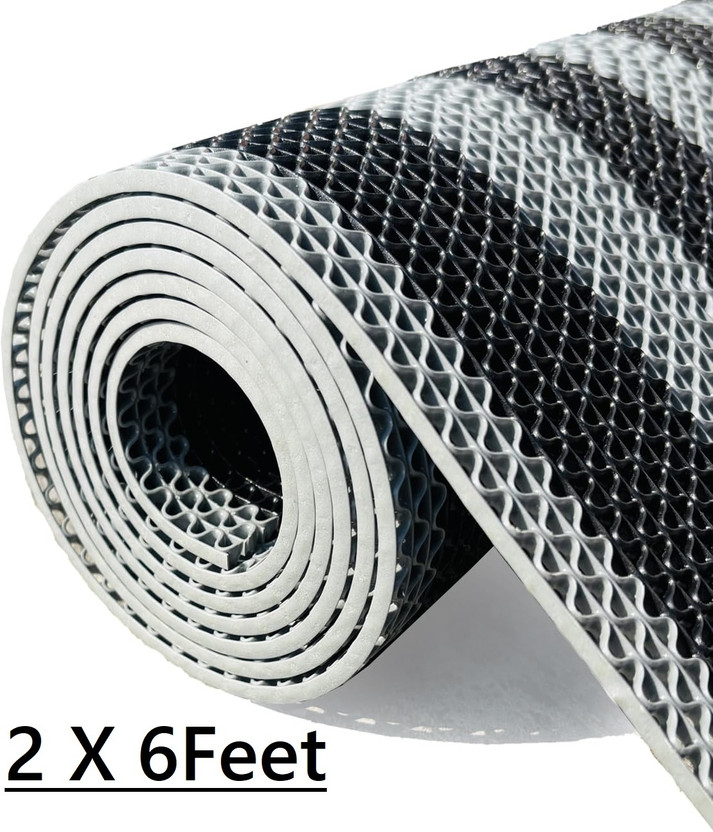 AAYOMAY Rubber Bathroom Mat(Grey&Black-2 x 6feet, Large)