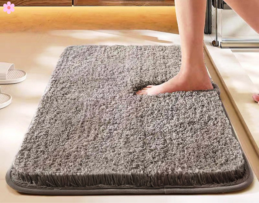 HOWNICE Cotton, Rubber, Microfiber, Plastic Bathroom Mat(Grey, Bedroom Mat, Living Room Mat, Anti Slip Mat, Soft Mat, Medium)