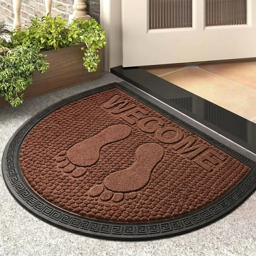 Ultica Fab Rubber Door Mat(Brown D Foot Design, Large)