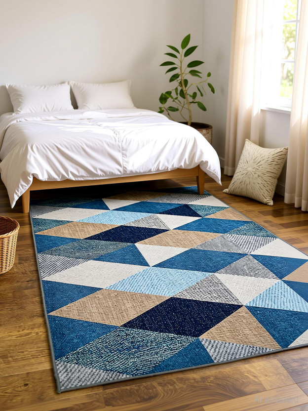 Ishro Home 123 cm  X 183 cm Polyester Carpet(Rectangle, Blue)