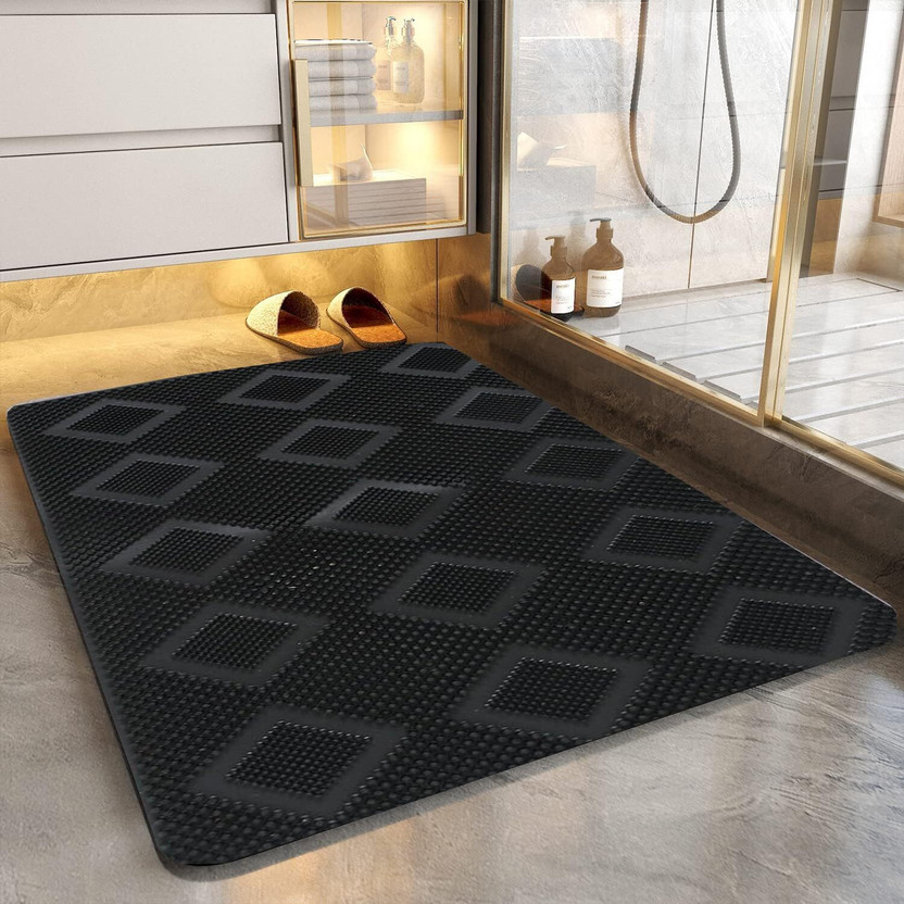 Vamigo Rubber Bathroom Mat(Black, Free)