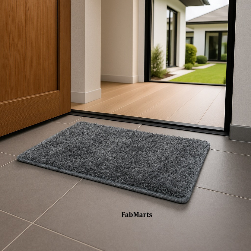 FABMARTS PVC (Polyvinyl Chloride) Door Mat(Grey, Medium)