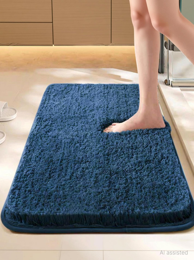 HOWNICE Cotton Floor Mat(Blue, Medium)